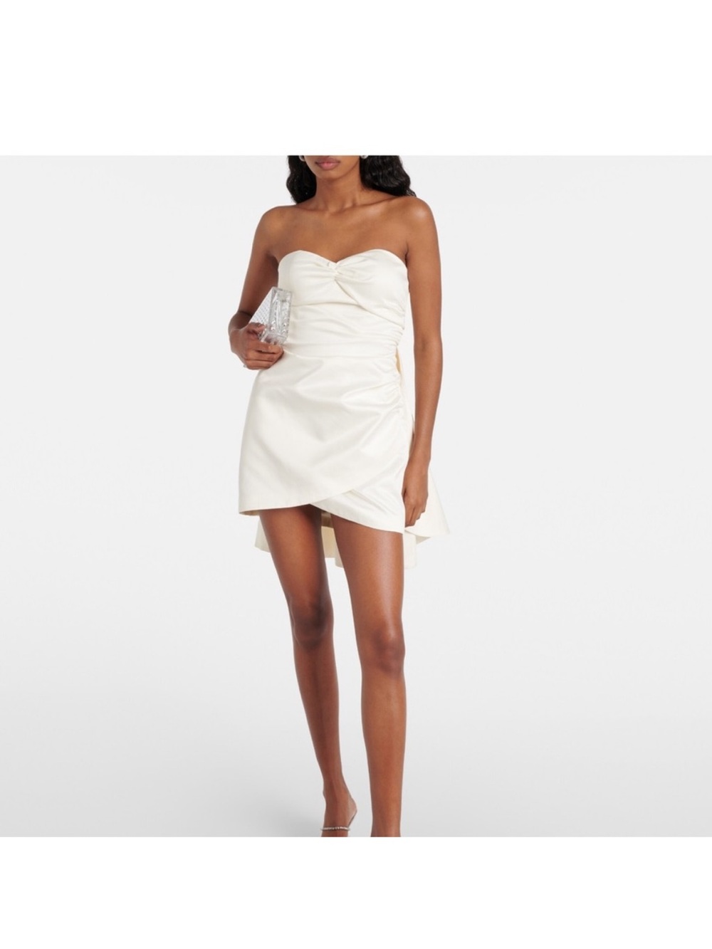 ROTATE Strapless White Mini Dress with Tulip Hem